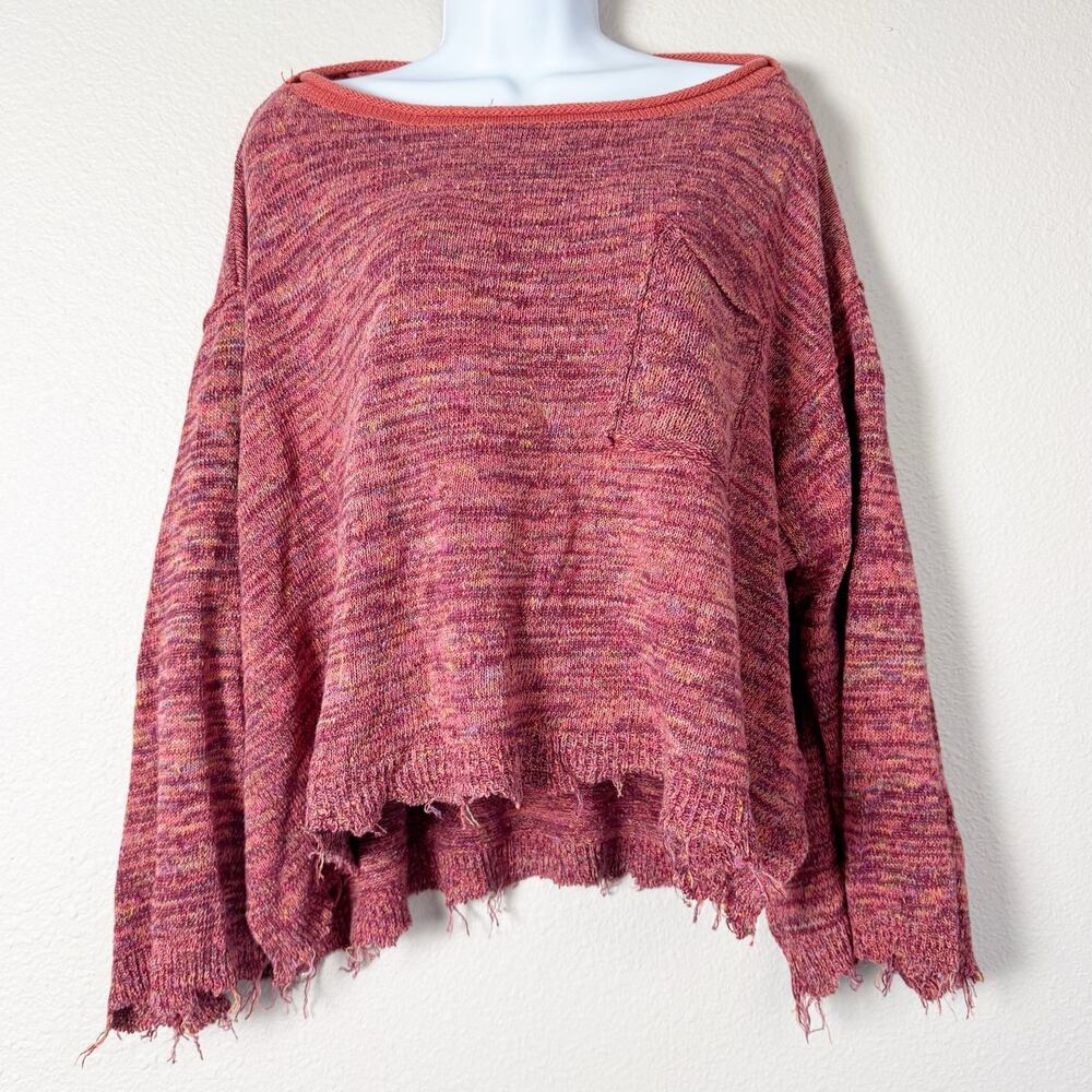 free people | prism pullover chunky boho women's fringe sweater sz M